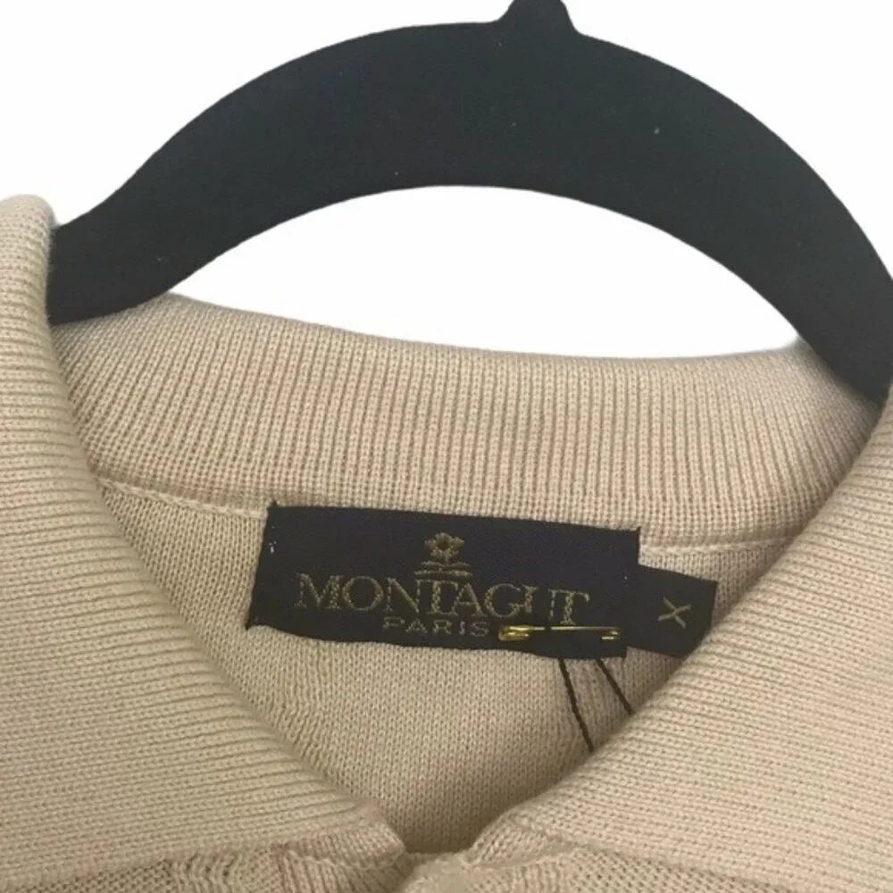 Montagut Paris Beige Cotton Polo Sweater Approx XXL